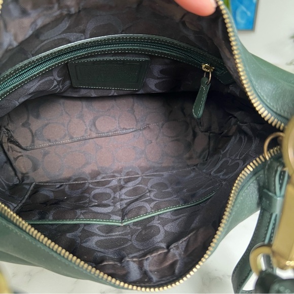 COACH Vintage Y2K Amanda Hobo 6950 Green Leather Brass Shoulder Bag - Picture 15 of 16